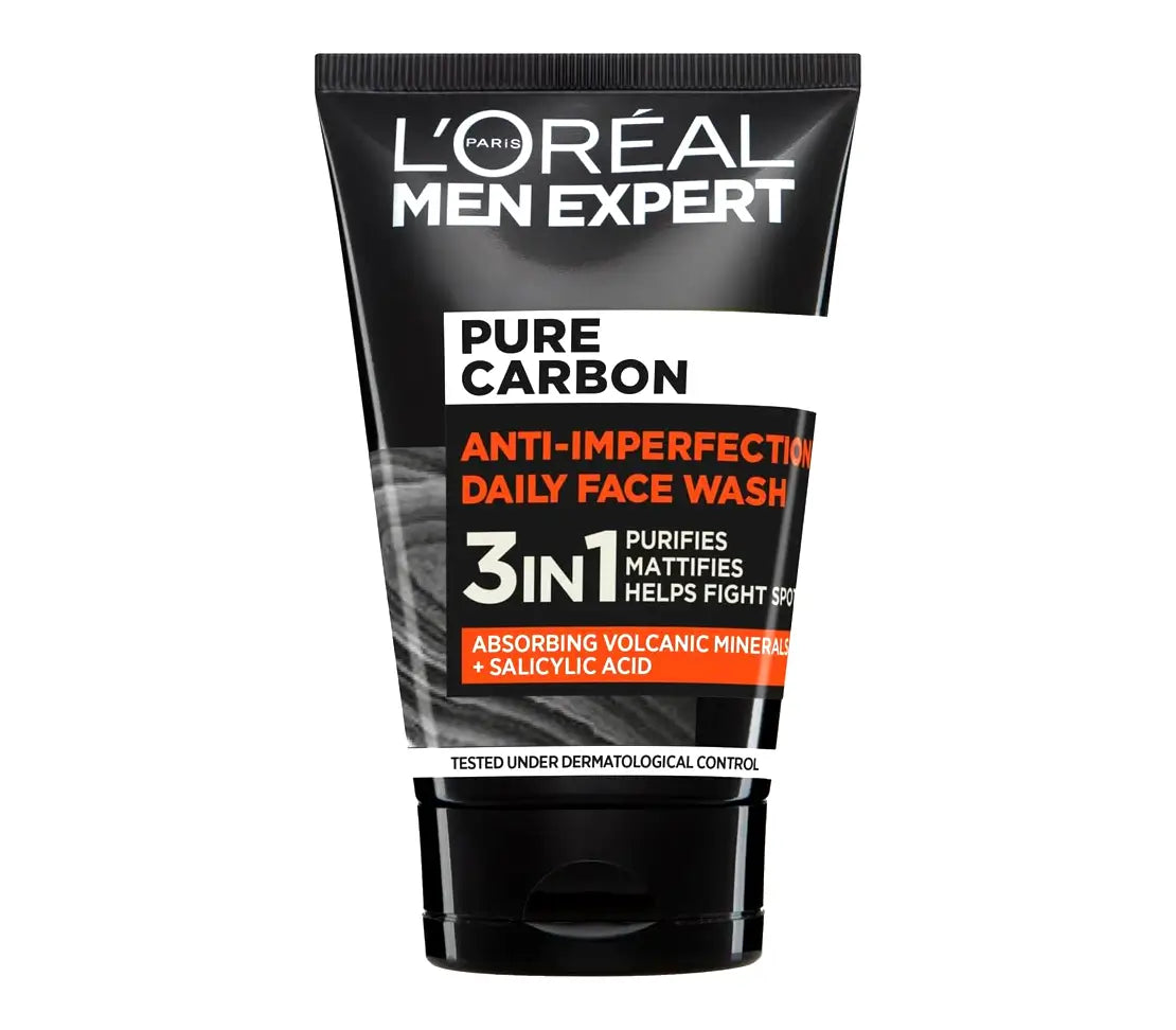 L'Oreal Paris Expert Pure Carbon Anti-imperfection 3in1 Daily Face Wash 100ml - Cared