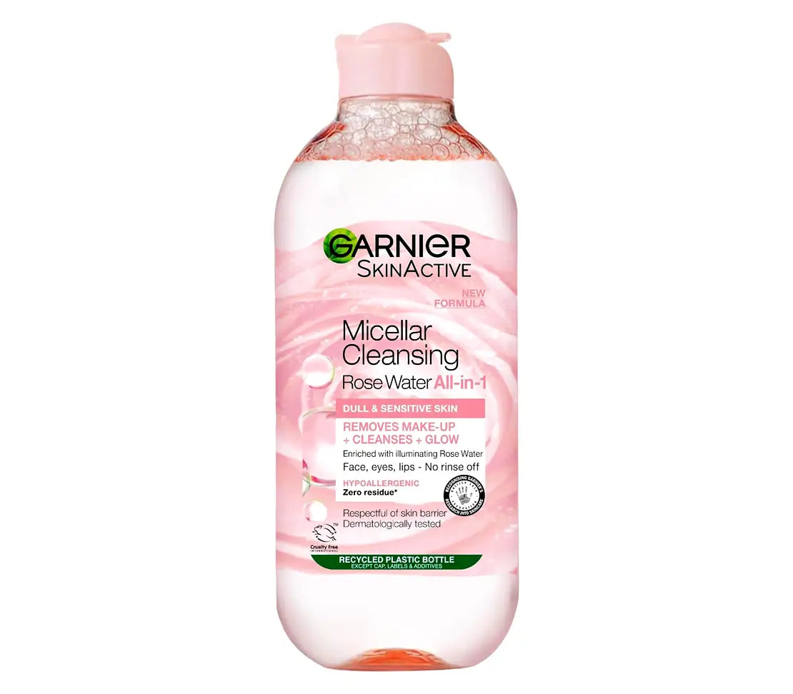 Garnier Micellar Rose Cleansing Water Skin Cleanser and Makeup Remover 400ml - Cared