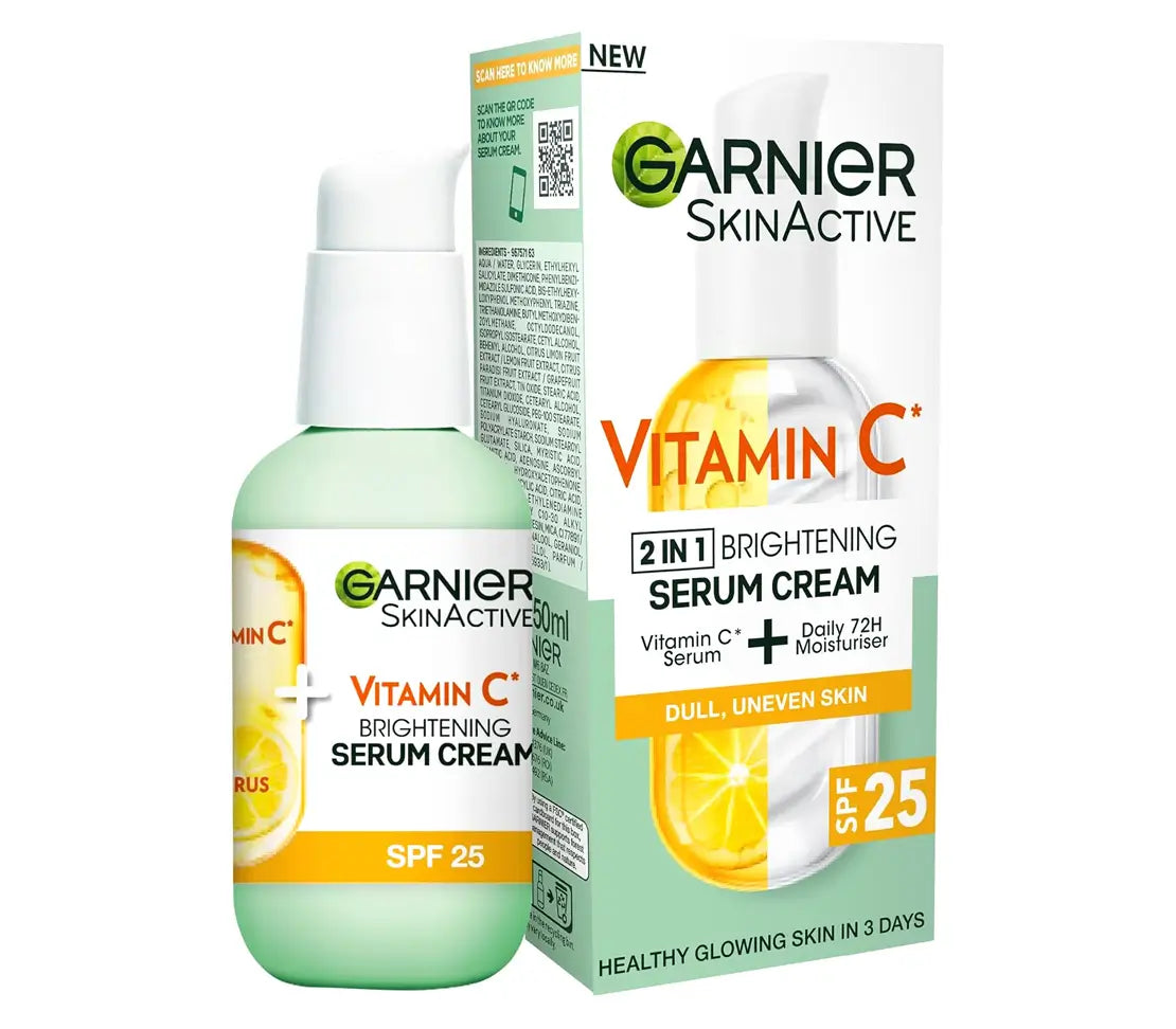 Garnier Brightening  Vitamin C Serum Cream 2in1 Formula Spf 25 50ml