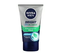 Nivea Men Bright 8h Oil Clear Pore Minimizing Facial Foam 100ml - Cared