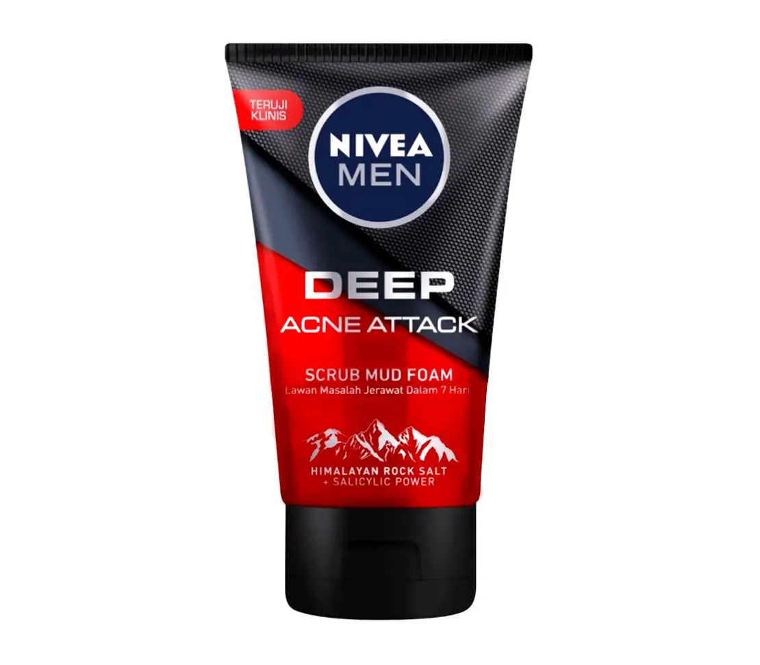 Nivea Men Deep Acne Attack Scrub Mud Foam 100ml