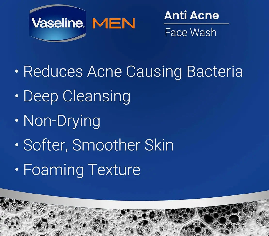 Vaseline Men Anti Acne Face Wash 100ml - Cared