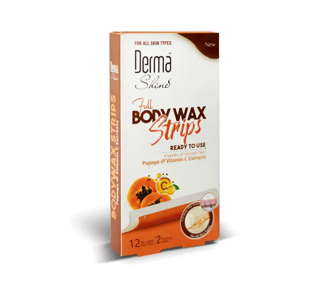 Derma Shine Full Body Wax Strips - Papaya & Vitamin C Extracts