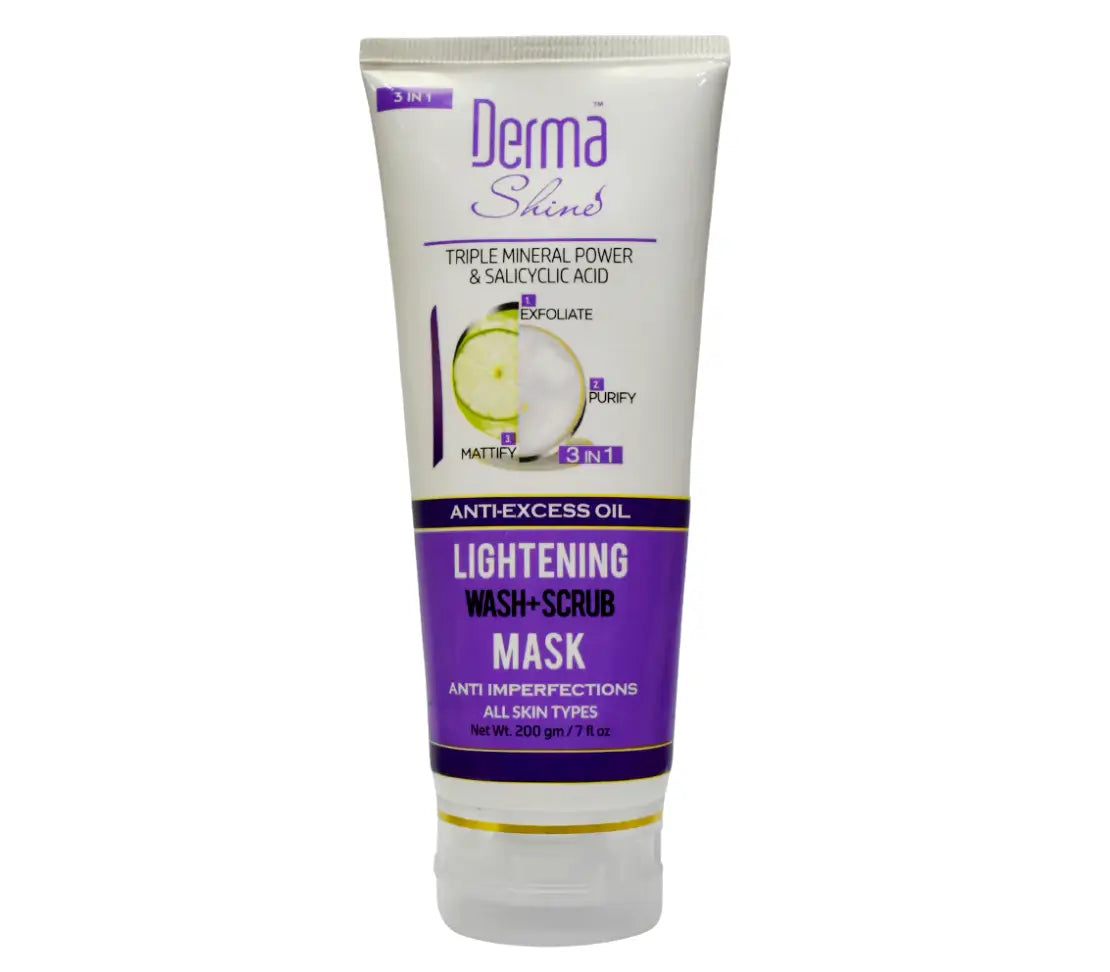 Derma Shine Lightening Wash + Scrub + Mask (3 in 1) – Deep Cleansing & Brightening Formula