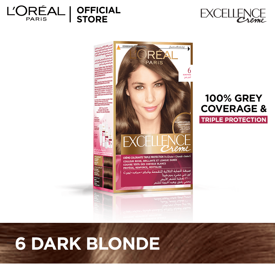 L'Oreal Paris Excellence Creme Hair Colour #6 Dark Blonde - Cared