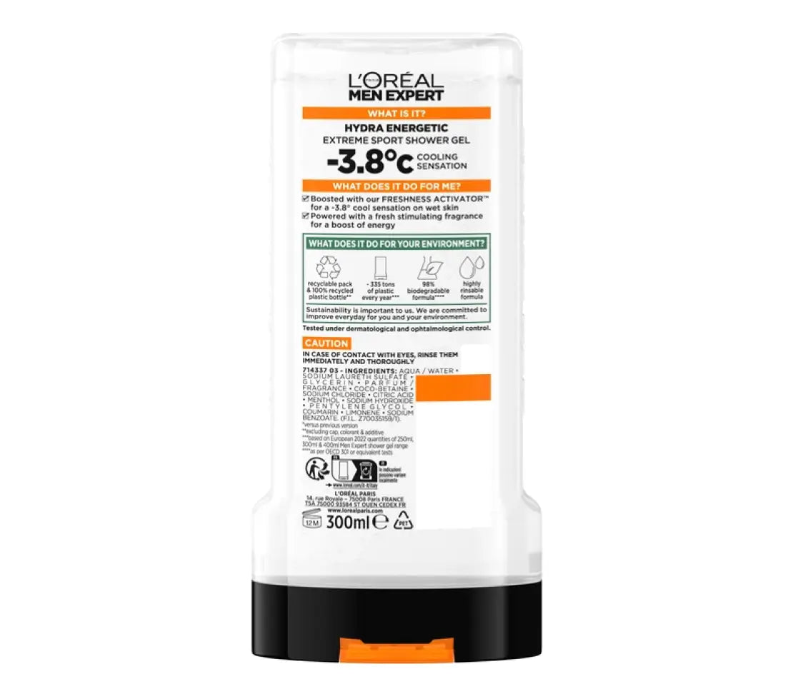 Loreal Men Expert Hydra Energetic Shower Gel 300ML - Cared