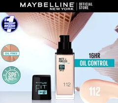 Maybelline NY Fit Me Matte + Poreless Liquid Foundation SPF 22 - 112 Natural Ivory 30ml | Oil-Free, Pore-Minimizing Formula for Normal to Oily Skin