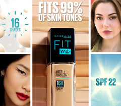 Maybelline NY Fit Me Matte + Poreless Liquid Foundation SPF 22 - 112 Natural Ivory 30ml | Oil-Free, Pore-Minimizing Formula for Normal to Oily Skin