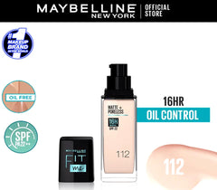 Maybelline NY Fit Me Matte + Poreless Liquid Foundation SPF 22 - 112 Natural Ivory 30ml | Oil-Free, Pore-Minimizing Formula for Normal to Oily Skin