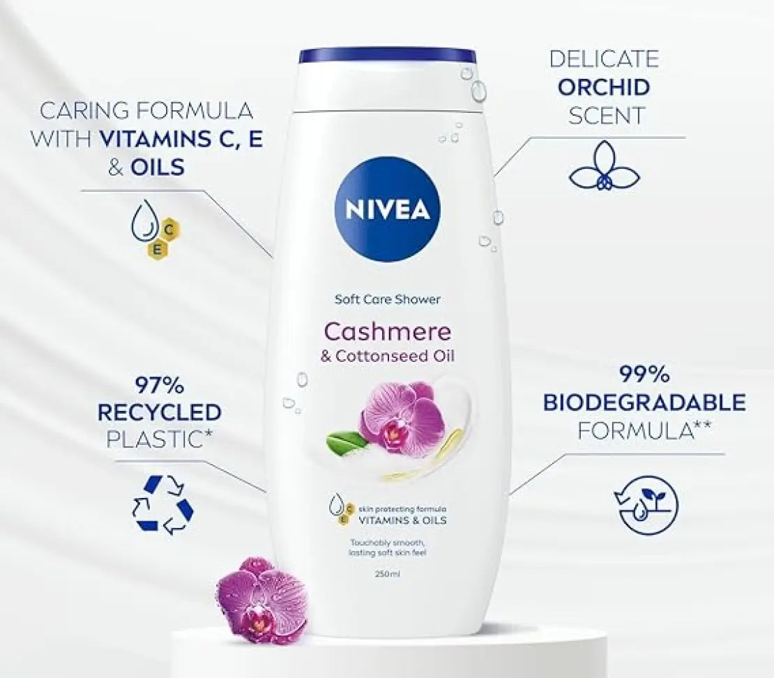 Nivea Cashmere & Cotton Seed Oil Shower Gel 250ML - Cared